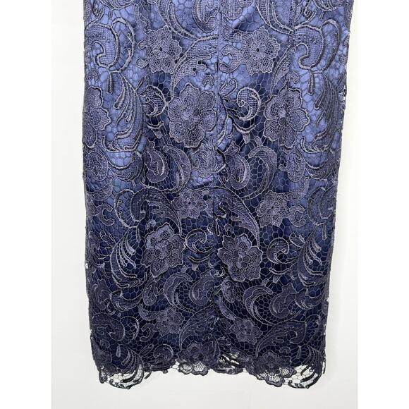 Adrianna Papell Illusion Bodice Lace Sleeveless Sheath Dress Navy Blue Womens 10 Adrianna Papell Illusion Bodice Lace Sleeveless Sheath Dress Navy Blue Womens 10